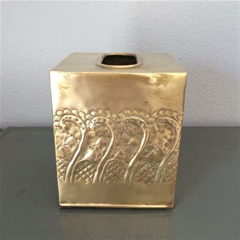 vintage brass tissue box cover